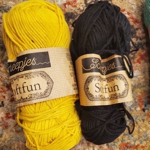 Scheepjes Soft Fun Cotton Yarn lot 2pk bumblebee/black